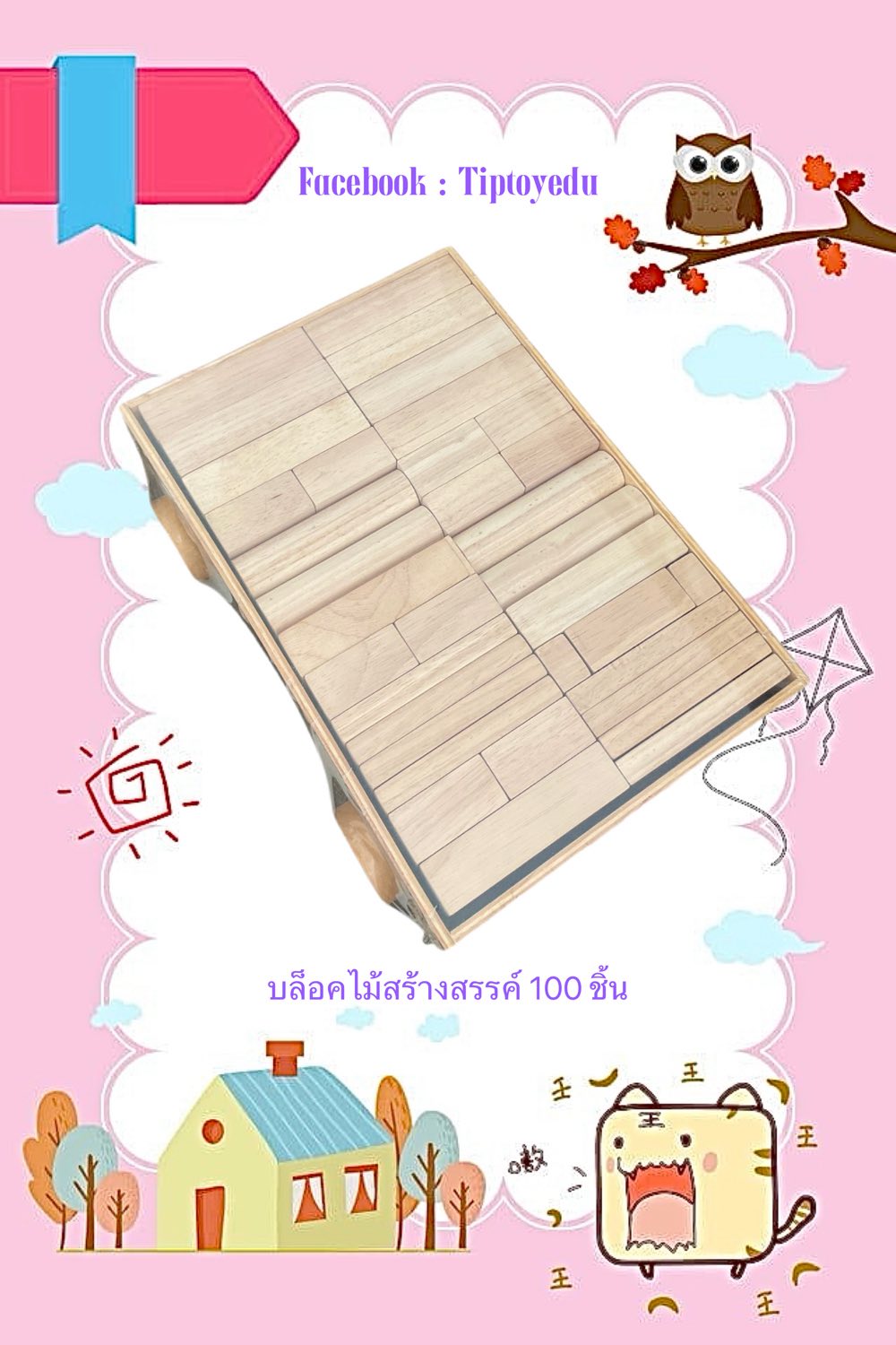 บล็อคไม้สร้างสรรค์ 100 ชิ้น